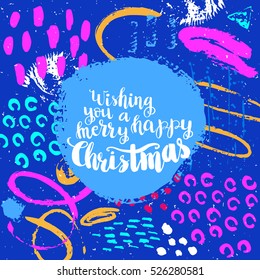 Christmas card template. Hand drawn lettering. Perfect brush typography for cards, poster, t-shirt, invitations and other types of holiday design. Vector illustration.