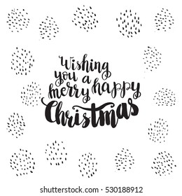 Christmas card template. Hand drawn lettering. Perfect brush typography for cards, poster, t-shirt, invitations and other types of holiday design. Vector illustration.