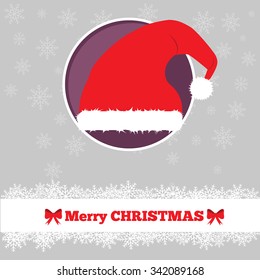 Christmas card template with hat in the circle 
