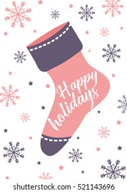 Christmas card template.  illustration. New Year collection. Greeting seasonal for scrapbooking and invitations.