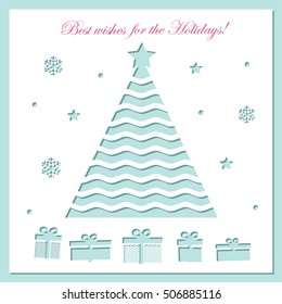 Christmas card template with laser cutting.
