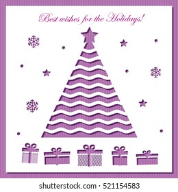 Christmas card template with laser cutting.