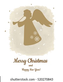 Christmas card template. Laser or plotter cutting angel. 