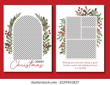 Plantilla de la tarjeta de Navidad, tarjetas de Festiva de la foto, tarjeta de la foto de Navidad, tarjeta de la foto de las Navidades