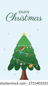Plantilla de la tarjeta de la Navidad con la decoración del pino