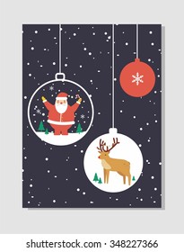 Christmas card template. Christmas Posters. Vector illustration. Template for Greeting Scrap booking, Congratulations, Invitations