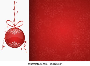 Christmas Card Template with red Christmas Ball