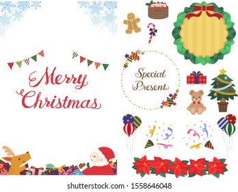 Weihnachtskartenvorlage, Ring, Bildmaterial-Set (japanisches Postkartenverhältnis)