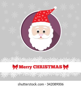 Christmas card template with santa in the circle 