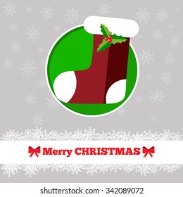 Christmas card template with sock in the circle 