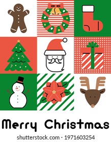 christmas card template that flat icons are designed on