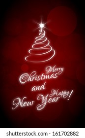 Christmas Card Template with Christmas Tree