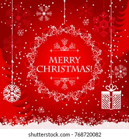 Christmas card template with vector snowflakes. Winter vintage background. Decorative illustration for print, web