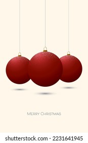 Christmas card template with xmas decorations hanging from space. 3d design. Eps10 vector illustration.