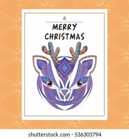 Christmas card template,Christmas reindeer