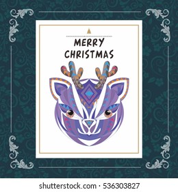 Christmas card template,Christmas reindeer