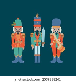 The Christmas card with three nutcrackers.