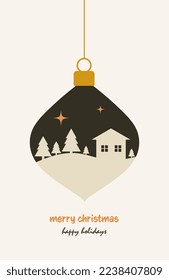 Christmas card with christmas toy. Template for wallpaper, banner, presentation, background