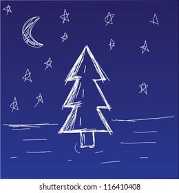 Christmas card. Christmas tree.