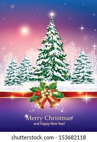 Christmas card with Christmas tree