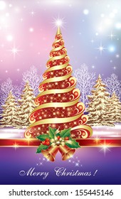 Christmas card with Christmas tree