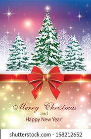 Christmas card with Christmas tree