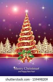 Christmas card with Christmas tree
