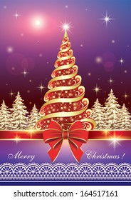 Christmas card with Christmas tree