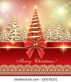 Christmas card with Christmas tree