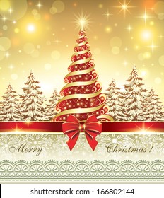 Christmas card with Christmas tree