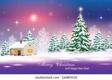 Christmas card with Christmas tree 