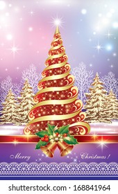 Christmas card with Christmas tree