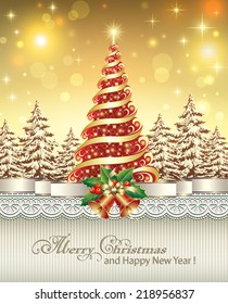 Christmas card with Christmas tree
