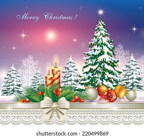 Christmas card with Christmas tree 