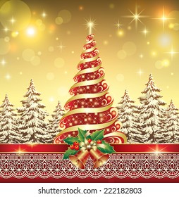 Christmas card with Christmas tree