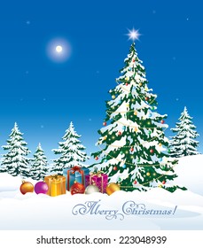 Christmas card with Christmas tree