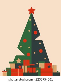 christmas card with christmas tree