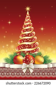 Christmas card with Christmas tree