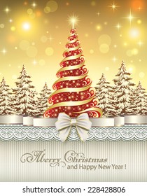 Christmas card with Christmas tree