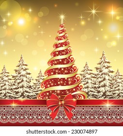 Christmas card with Christmas tree