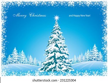 Christmas card with Christmas tree