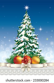 Christmas card with Christmas tree