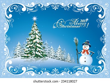 Christmas card with Christmas tree