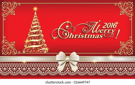 Christmas card with Christmas tree.