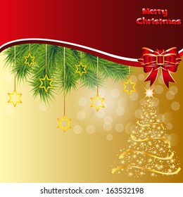 Christmas card with a tree. All design elements are easily edited. Stock
