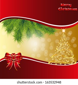 Christmas card with a tree. All design elements are easily edited. Stock