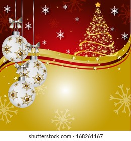 Christmas card with a tree. All design elements are easily edited.