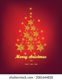 christmas card with christmas tree, Christmas banner. Background Xmas design Red Christmas Background with Border made Red
