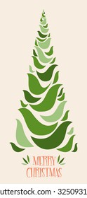 Christmas card with  tree from birds
