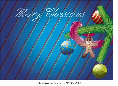 christmas card christmas tree blue